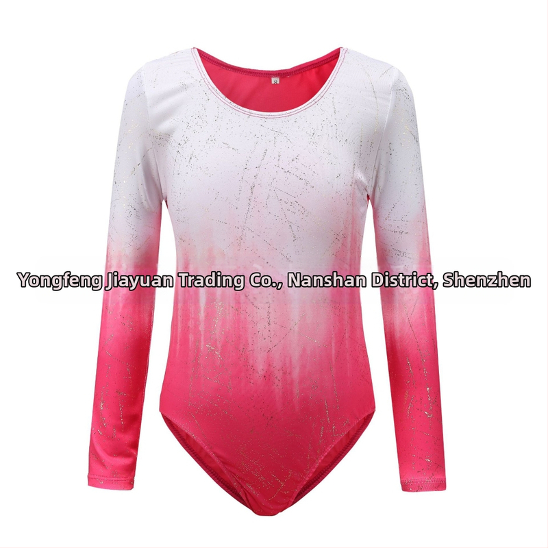 Augstas elastības bērnu vingrošanas apģērbs ar garām piedurknēm meitenēm baleta deju apģērbs vingrošanas apģērbs deju apģērbs priekšnesumu apģērbs deja