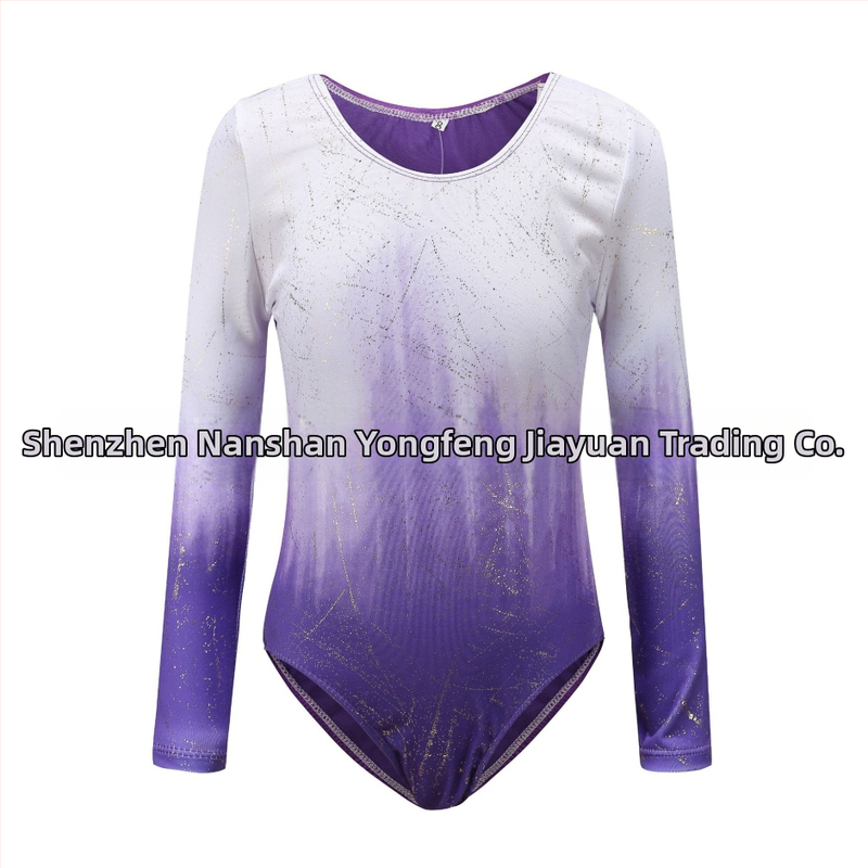 Augstas elastības bērnu vingrošanas apģērbs ar garām piedurknēm meitenēm baleta deju apģērbs vingrošanas apģērbs deju apģērbs priekšnesumu apģērbs deja