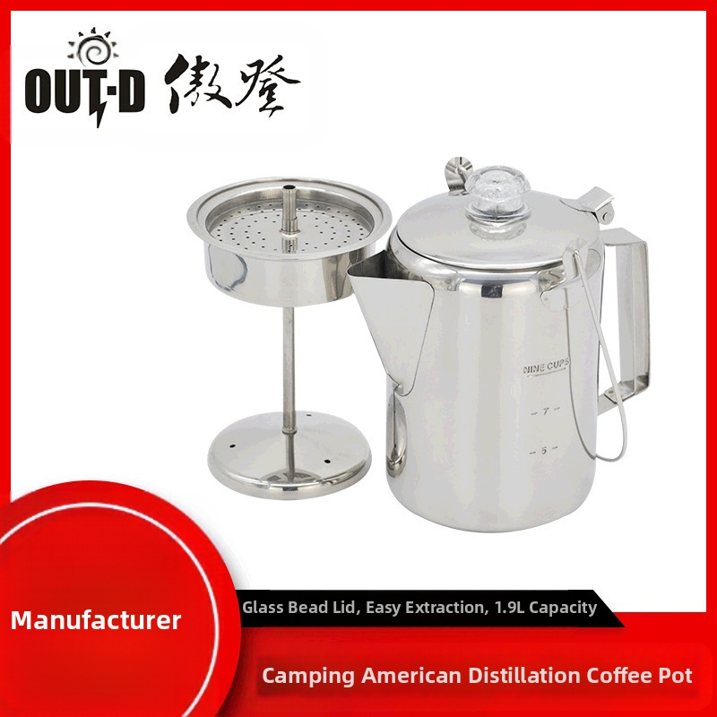 Tootja tarnib telkimisstiilis Ameerika tilkkohvimasinat, roostevabast terasest 9-tassilist koduseks kasutamiseks mõeldud mokkakohvimasinat