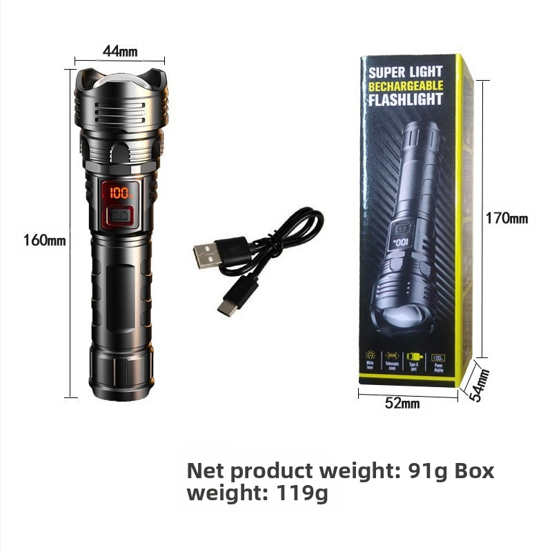 Stiprus žibintuvėlis, daugiafunkcis įkraunamas, namams, stovyklavimui, patvarus, lauko, itin ryškus, mini, didelio nuotolio nešiojamas žibintuvėlis