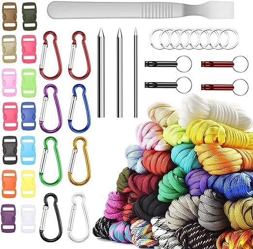 „Amazon“ karšto išpardavimo parakordo skėčio virvių gamybos rinkinys daugiafunkcis nailono virvių rinkinys, „pasidaryk pats“ virvių apyrankė