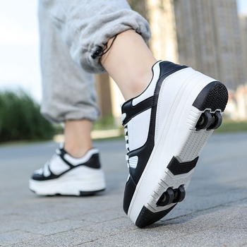 Παιδικά παπούτσια Heloo με μονό και διπλό τροχαλία και φώτα, επαναφορτιζόμενα παπούτσια παραμόρφωσης, με κρυφό κουμπί, mecha παπούτσια