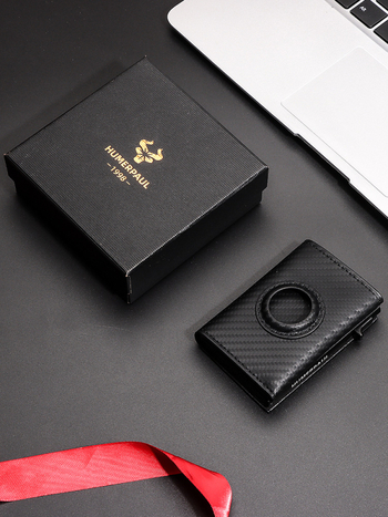 Ärimeeste rahakott mikrokiust RFID vargusvastane pintsel külgmise surumisega kopsakas kaart alumiiniumisulamist kasseti jälgija õhumärgiga kaardikott