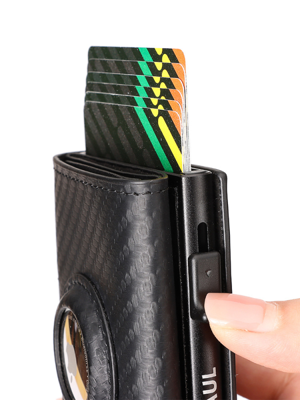 Ärimeeste rahakott mikrokiust RFID vargusvastane pintsel külgmise surumisega kopsakas kaart alumiiniumisulamist kasseti jälgija õhumärgiga kaardikott