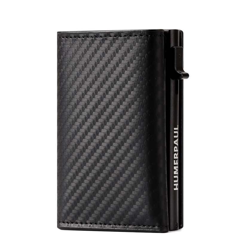 Ärimeeste rahakott mikrokiust RFID vargusvastane pintsel külgmise surumisega kopsakas kaart alumiiniumisulamist kasseti jälgija õhumärgiga kaardikott