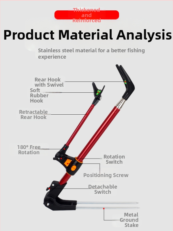 Заземяващ щепсел от неръждаема стомана, скоба за въдица за риболов с двойна употреба, скоба за батерия с двойна употреба, кутия за риболовен стол, стойка за въдица, рамка за поддръжка на въдица на едро