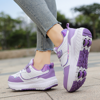 Skriemulio formos batai su pačiūžomis, keturračiai deformaciniai batai, pačiūžos, dviejų eilių ratukai, batai vaikams, paaugliams