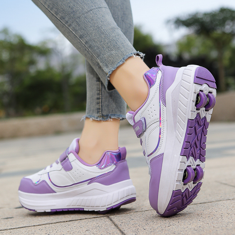 Skriemulio formos batai su pačiūžomis, keturračiai deformaciniai batai, pačiūžos, dviejų eilių ratukai, batai vaikams, paaugliams