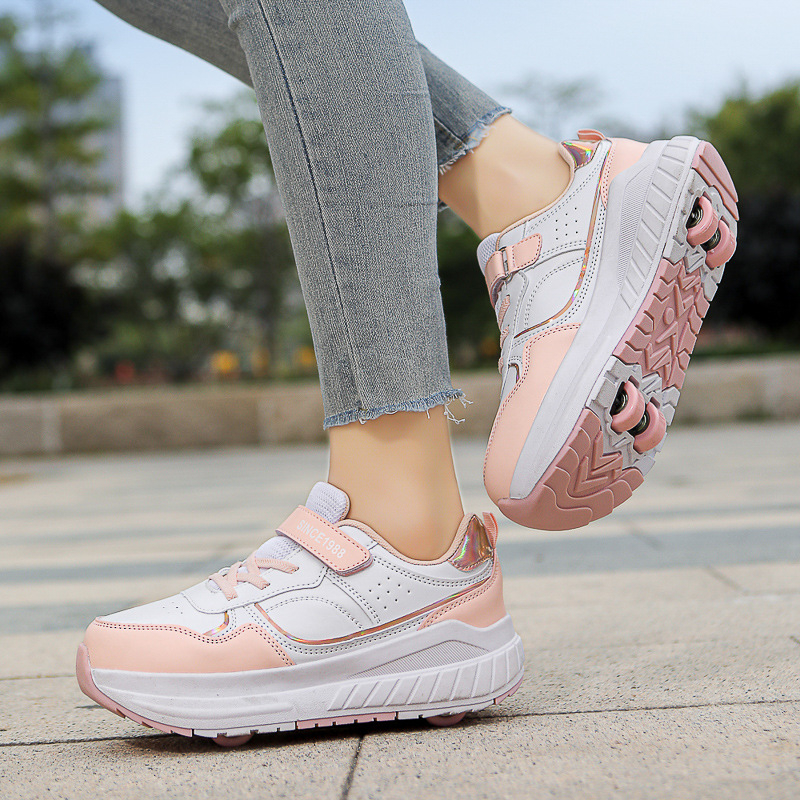 Skriemulio formos batai su pačiūžomis, keturračiai deformaciniai batai, pačiūžos, dviejų eilių ratukai, batai vaikams, paaugliams