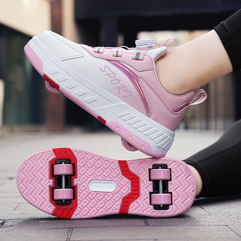 Skriemulio formos batai su pačiūžomis, keturračiai deformaciniai batai, pačiūžos, dviejų eilių ratukai, batai vaikams, paaugliams