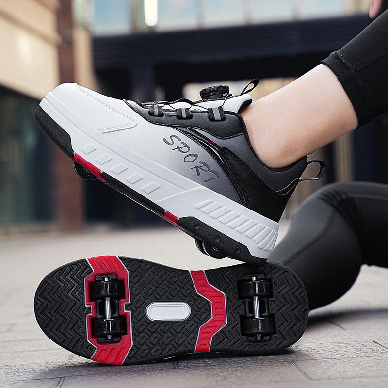 Skriemulio formos batai su pačiūžomis, keturračiai deformaciniai batai, pačiūžos, dviejų eilių ratukai, batai vaikams, paaugliams