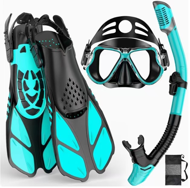 Pārrobežu snorkelēšanas sanbao niršanas maska HD liela rāmja niršanas brilles, elpošanas caurules pleznas, trīsdaļīgs komplekts, rūpnīcas vairumtirdzniecība