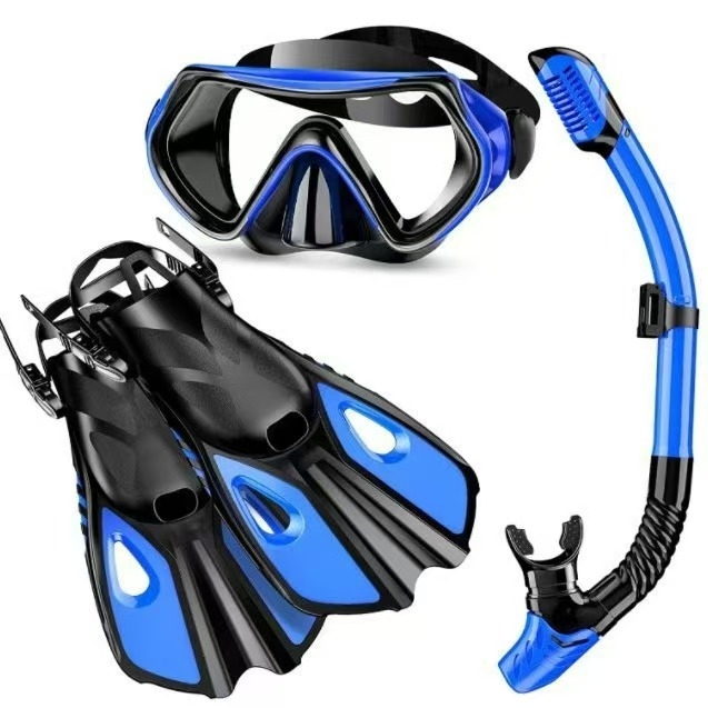 Pārrobežu snorkelēšanas sanbao niršanas maska HD liela rāmja niršanas brilles, elpošanas caurules pleznas, trīsdaļīgs komplekts, rūpnīcas vairumtirdzniecība