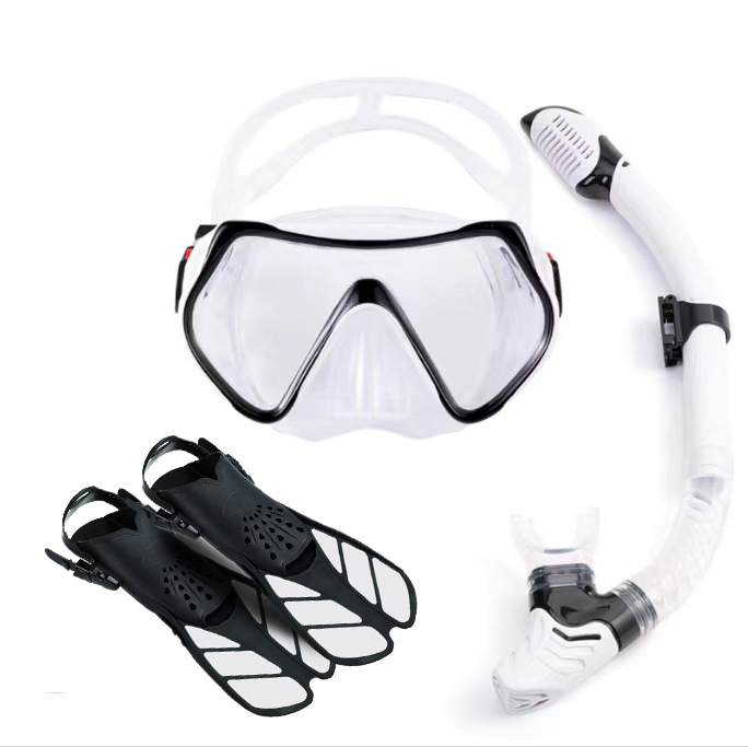 Pārrobežu snorkelēšanas sanbao niršanas maska HD liela rāmja niršanas brilles, elpošanas caurules pleznas, trīsdaļīgs komplekts, rūpnīcas vairumtirdzniecība