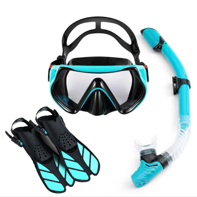 Pārrobežu snorkelēšanas sanbao niršanas maska HD liela rāmja niršanas brilles, elpošanas caurules pleznas, trīsdaļīgs komplekts, rūpnīcas vairumtirdzniecība