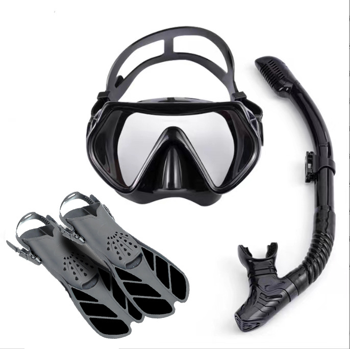 Pārrobežu snorkelēšanas sanbao niršanas maska HD liela rāmja niršanas brilles, elpošanas caurules pleznas, trīsdaļīgs komplekts, rūpnīcas vairumtirdzniecība