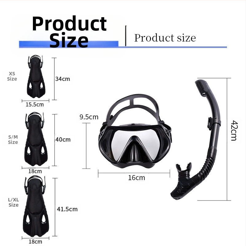 Трансгранична маска за гмуркане с шнорхел Sanbao, HD очила за гмуркане с голяма рамка, дихателна тръба, плавници, комплект от три части, фабрика на едро
