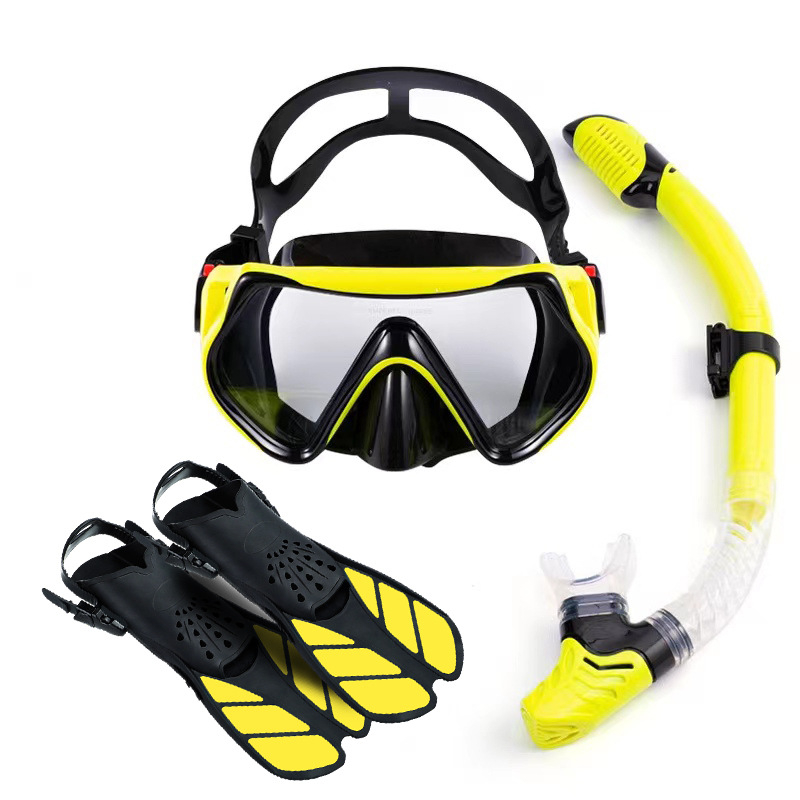 Pārrobežu snorkelēšanas sanbao niršanas maska HD liela rāmja niršanas brilles, elpošanas caurules pleznas, trīsdaļīgs komplekts, rūpnīcas vairumtirdzniecība