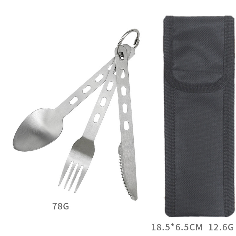 Rozsdamentes acél kés, villa és kanál Amazon határokon átnyúló ellátás kültéri asztali kés, villa és kanál három az egyben hordozható kés, villa és kanál