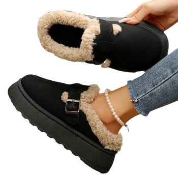 2024 διασυνοριακή μόδα φθινόπωρο και χειμώνας χοντρές βελούδινες παντόφλες με αγκράφα ζεστές βαμβακερές παντόφλες casual plus size εξωτερικού εμπορίου νέα γυναικεία παπούτσια