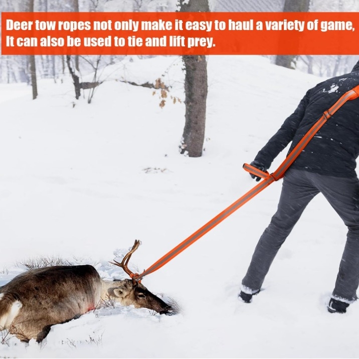 Patvarus šviesą atspindintis juostinis elnių pavadėlis, medžioklės įranga, elnių vilkimo virvės pavadėlis, elnių medžioklės reikmenys su neslystančia rankena