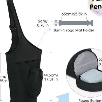 Jauna jogas soma ar lielu atvērumu, gara rokassoma, jogas paklājiņa kronšteina soma ar ūdensnecaurlaidīgu mitro kabatu un aukliņas formas ūdens pudeles maisiņu