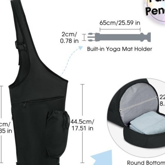 Jauna jogas soma ar lielu atvērumu, gara rokassoma, jogas paklājiņa kronšteina soma ar ūdensnecaurlaidīgu mitro kabatu un aukliņas formas ūdens pudeles maisiņu