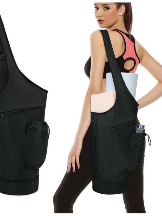 Jauna jogas soma ar lielu atvērumu, gara rokassoma, jogas paklājiņa kronšteina soma ar ūdensnecaurlaidīgu mitro kabatu un aukliņas formas ūdens pudeles maisiņu