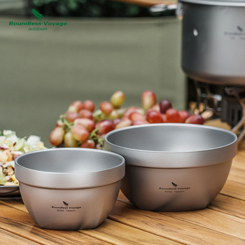 Biwei puhtast titaanist kahekihiline kauss, õues kasutamiseks mõeldud telkimis- ja piknikukauss, riisikauss, köögiviljakauss, supikauss, salahikauss, ülikerge kiirnuudlikauss