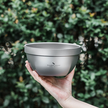 Biwei puhtast titaanist kahekihiline kauss, õues kasutamiseks mõeldud telkimis- ja piknikukauss, riisikauss, köögiviljakauss, supikauss, salahikauss, ülikerge kiirnuudlikauss