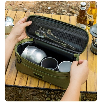 Kempinga stila ceļojumu kosmētikas soma, daudzfunkcionāla kempinga stila galda piederumi, virtuves piederumi, bļoda un irbulīši, kosmētikas soma, pārgājienu rīki, pārnēsājama soma