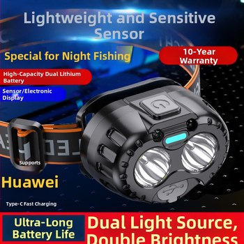 Piiriülene LED-multifunktsionaalne esitule välistingimustes kasutatav tugev valguskalastuskaevuri lamp pika akueaga USB-laadimisega kaasaskantav induktsioontulelatern