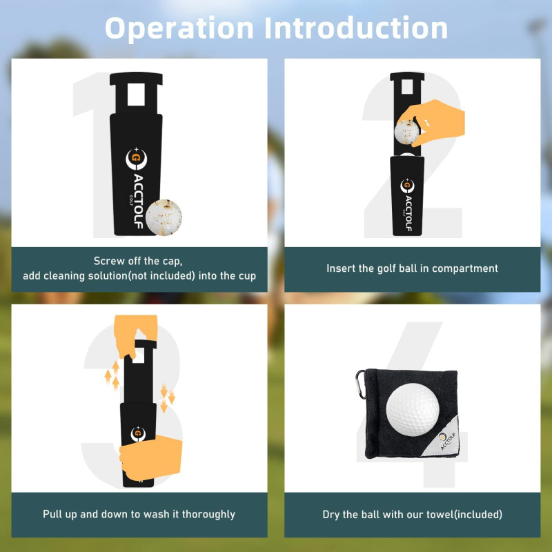 Golfo kamuoliukų valymo mašina, nešiojamas golfo krepšio valiklis, golfo reikmenys, golfo kamuoliukų plovimas