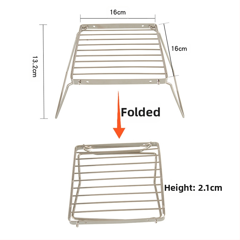 Mugav kokkupandav grill, multifunktsionaalne toiduvalmistamisrest, roostevabast terasest pliidihoidik, BBQ-grill, võrgust rest, matkapotialus