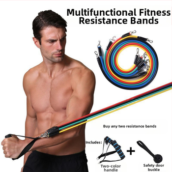 Piiriülene 11-osaline funktsionaalne TPE tõmbemasin tõmbejõuga spordivarustus sobib lihaste treenimiseks elastse köiega