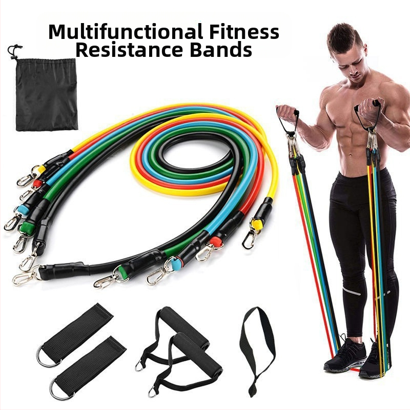 Piiriülene 11-osaline funktsionaalne TPE tõmbemasin tõmbejõuga spordivarustus sobib lihaste treenimiseks elastse köiega