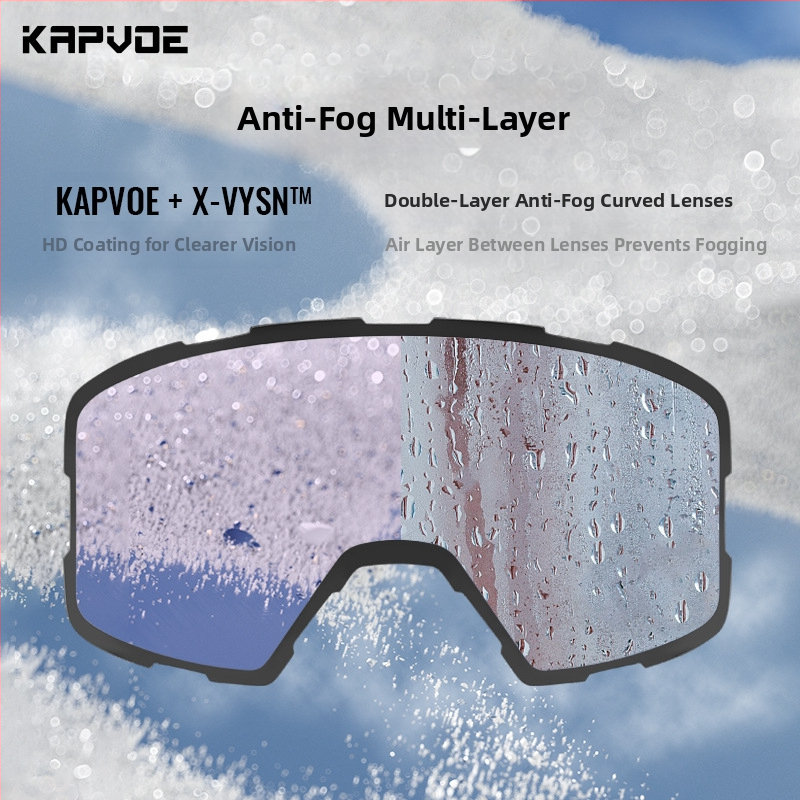 KAPVOE нови ски очила, анти-ултравиолетови магнитни, анти-замъгляващи HD, голямо зрително поле, за мъже и жени на открито