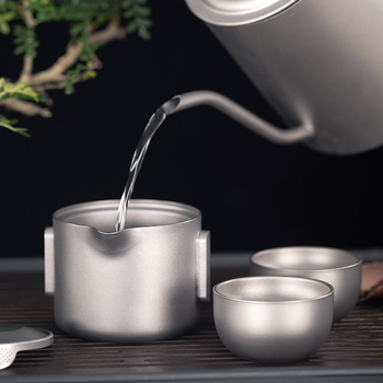 Lauko gryno titano arbatinukas Dvigubas titano greitojo puodelio kempingo kelioninis arbatos rinkinys Nešiojamas lengvas Kung Fu arbatos arbatinukas