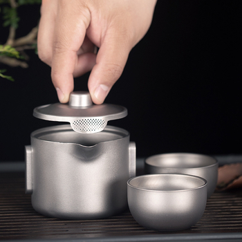 Lauko gryno titano arbatinukas Dvigubas titano greitojo puodelio kempingo kelioninis arbatos rinkinys Nešiojamas lengvas Kung Fu arbatos arbatinukas