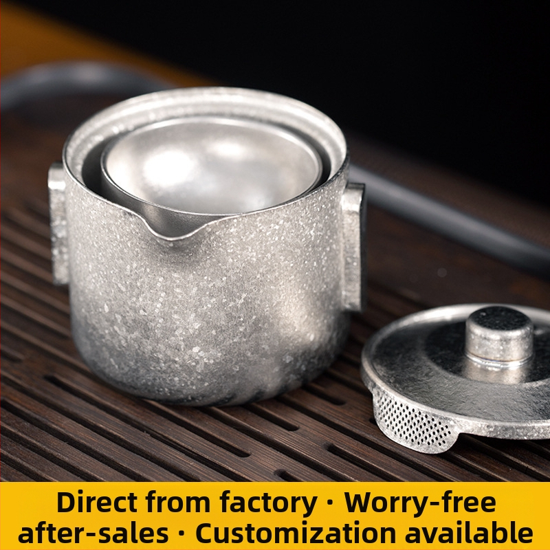 Външен чайник от чист титан, двоен титанов експресен комплект за къмпинг и пътуване, преносим и лек чайник за кунг-фу чай