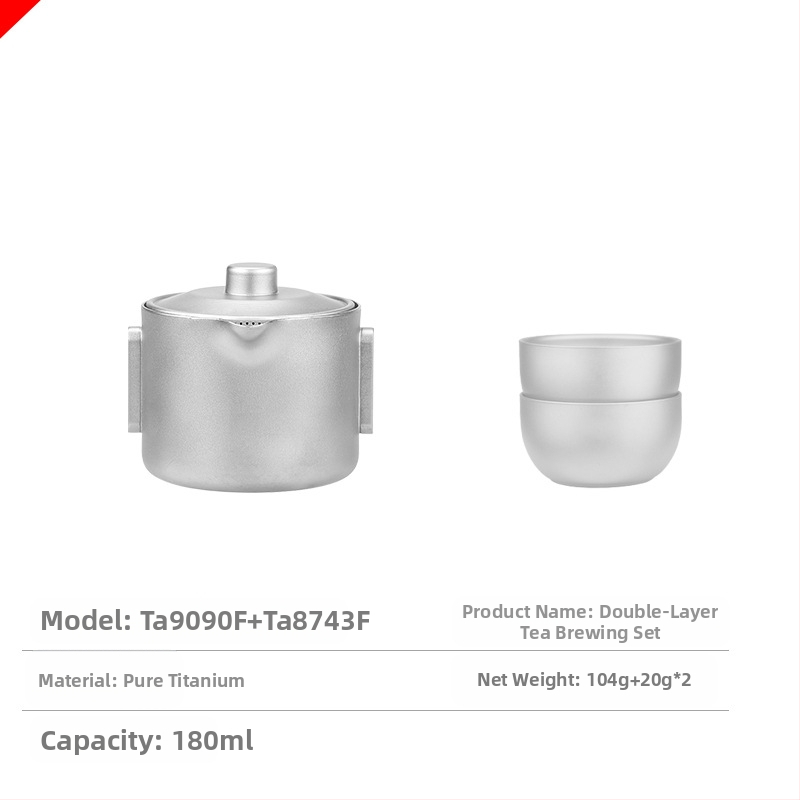 Lauko gryno titano arbatinukas Dvigubas titano greitojo puodelio kempingo kelioninis arbatos rinkinys Nešiojamas lengvas Kung Fu arbatos arbatinukas