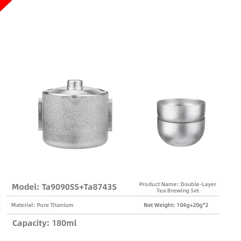 Lauko gryno titano arbatinukas Dvigubas titano greitojo puodelio kempingo kelioninis arbatos rinkinys Nešiojamas lengvas Kung Fu arbatos arbatinukas