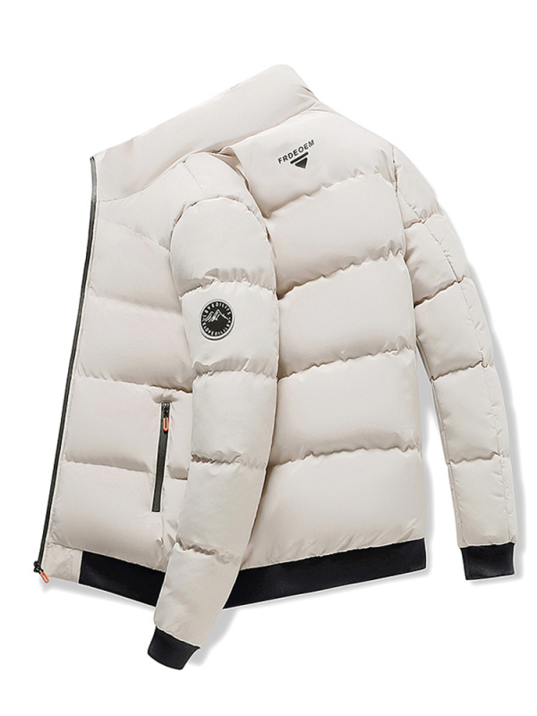 Vertikali apykaklė, šiltas medvilninis paltas, vyriškas rudens ir žiemos naujas laisvas, universalus laisvalaikio paltas, vyriška pūkinė medvilninė striukė, medvilninė striukė su medvilniniu pamušalu, medvilninė striukė su krašteliu.