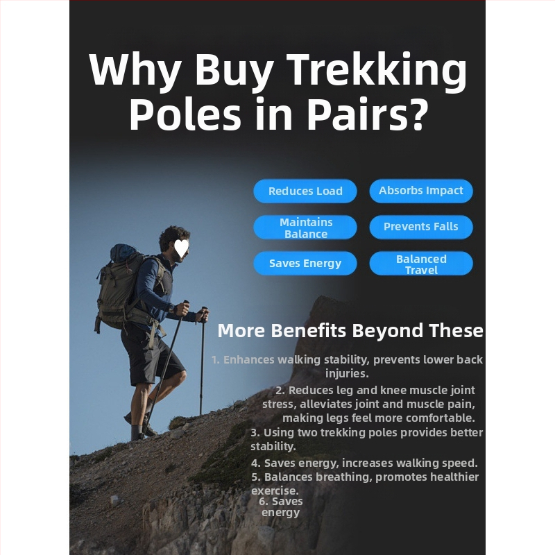 Планински бастун, телескопичен сгъваем бастун, професионален туризъм на открито, оборудване за катерене, противоплъзгаща патерица