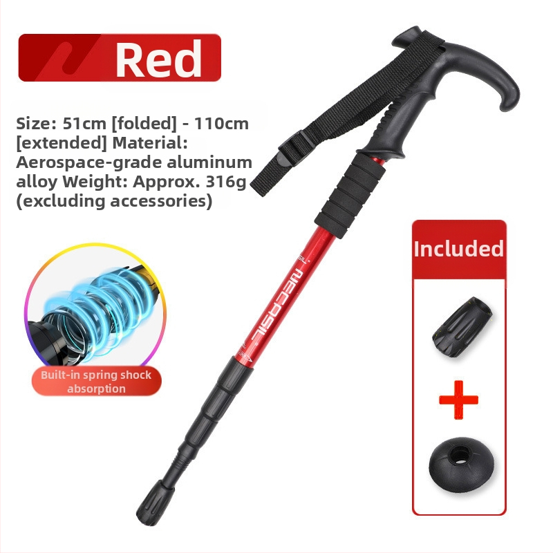 Alpinizmo personalo lazda iš anglies pluošto teleskopinės sulankstomos lazdos, profesionali lauko žygių kalnų laipiojimo įranga, neslystanti ramentė