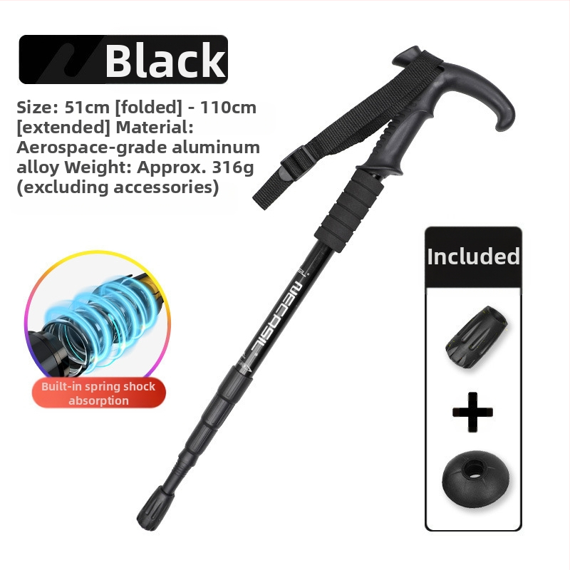 Alpinizmo personalo lazda iš anglies pluošto teleskopinės sulankstomos lazdos, profesionali lauko žygių kalnų laipiojimo įranga, neslystanti ramentė