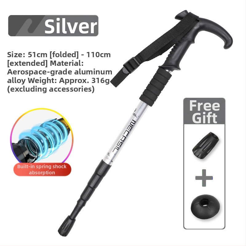 Alpinizmo personalo lazda iš anglies pluošto teleskopinės sulankstomos lazdos, profesionali lauko žygių kalnų laipiojimo įranga, neslystanti ramentė