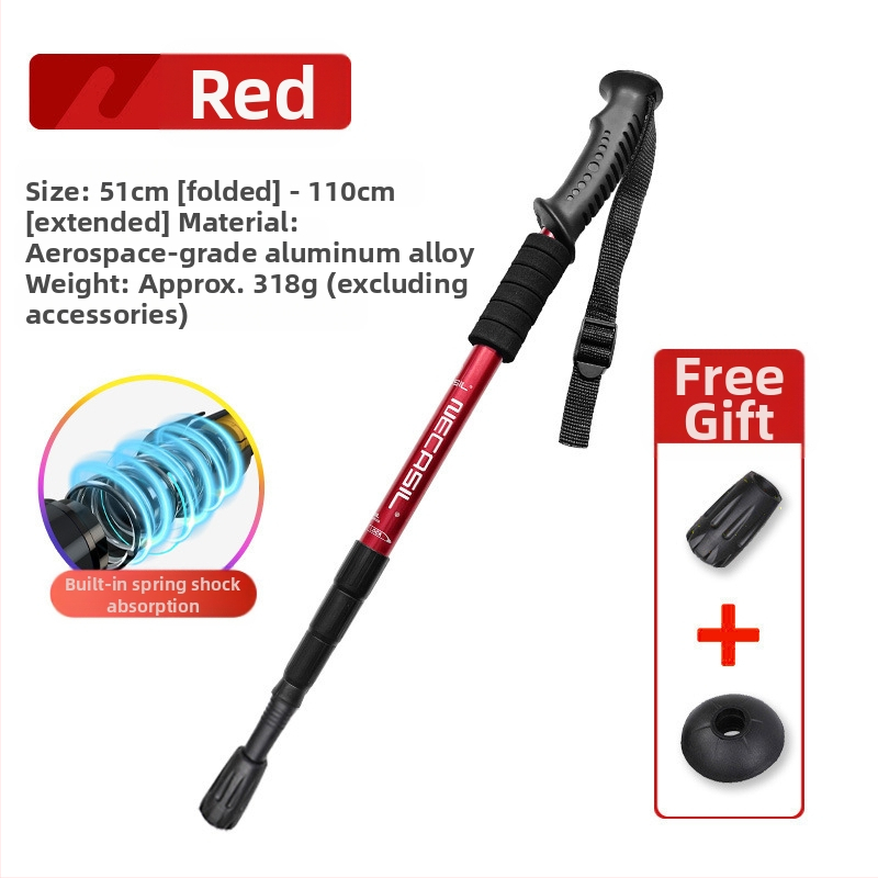 Alpinizmo personalo lazda iš anglies pluošto teleskopinės sulankstomos lazdos, profesionali lauko žygių kalnų laipiojimo įranga, neslystanti ramentė