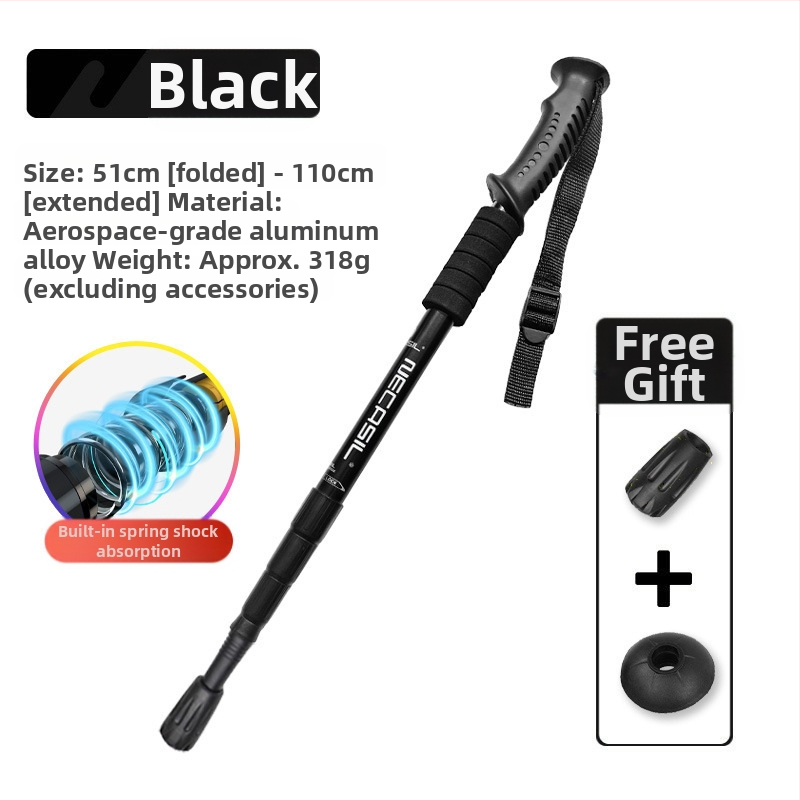 Alpinizmo personalo lazda iš anglies pluošto teleskopinės sulankstomos lazdos, profesionali lauko žygių kalnų laipiojimo įranga, neslystanti ramentė