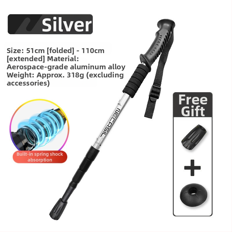 Alpinizmo personalo lazda iš anglies pluošto teleskopinės sulankstomos lazdos, profesionali lauko žygių kalnų laipiojimo įranga, neslystanti ramentė